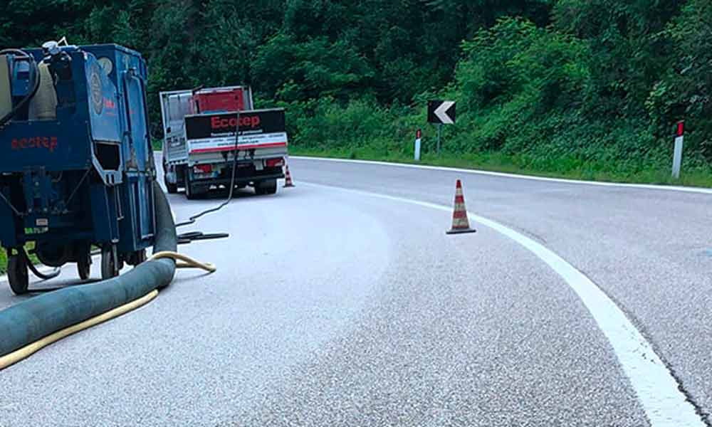 Irruvidimento strade con intervento di pallinatura